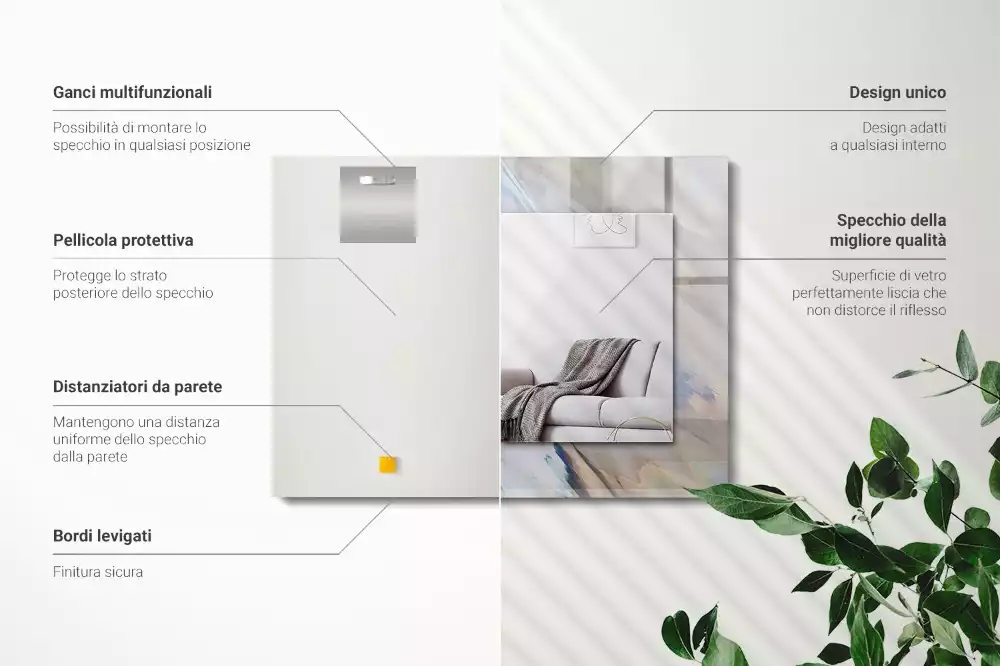 Miroir rectangulaire imprimé motifs abstraits colorés