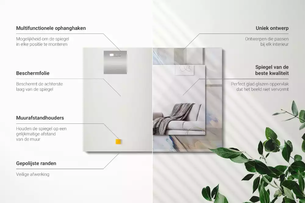 Miroir rectangulaire imprimé motifs abstraits colorés