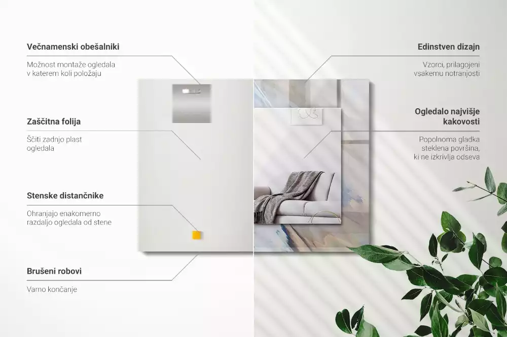 Miroir rectangulaire imprimé motifs abstraits colorés