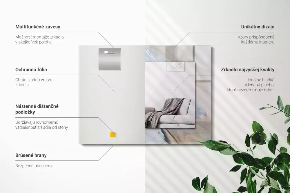 Miroir rectangulaire imprimé motifs abstraits colorés