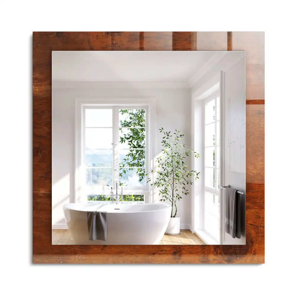 Miroir rectangulaire décoratif imprimé ancienne table en bois