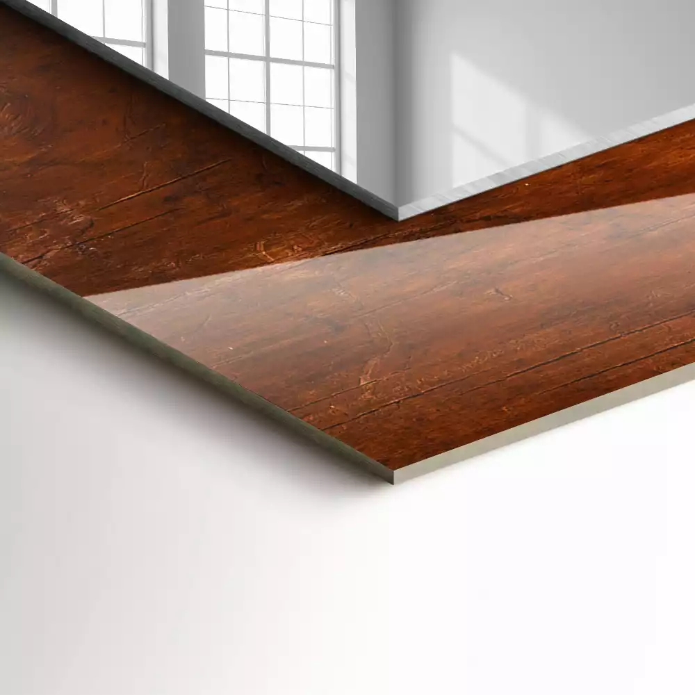 Miroir rectangulaire décoratif imprimé ancienne table en bois