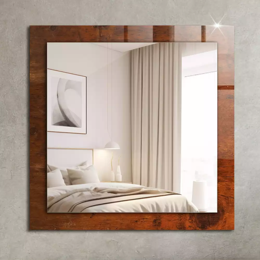 Miroir rectangulaire décoratif imprimé ancienne table en bois