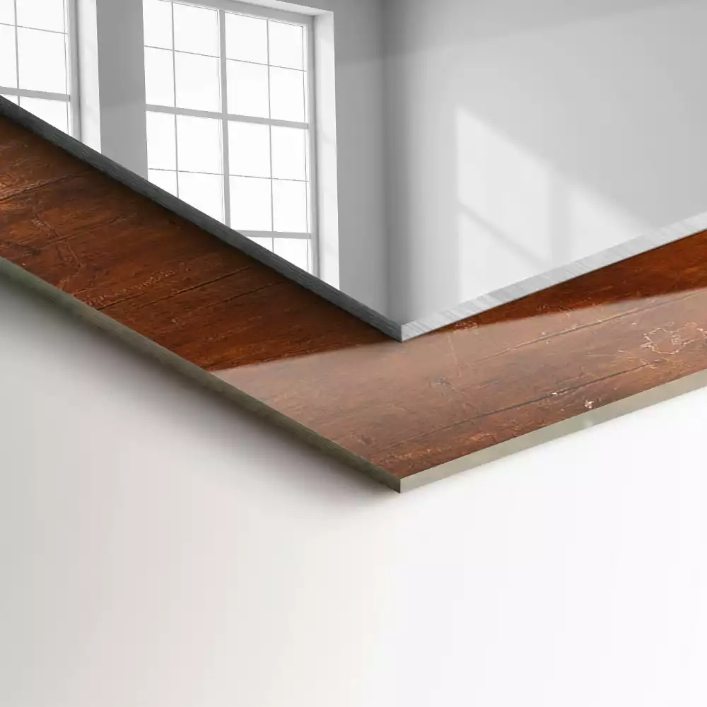 Miroir rectangulaire décoratif imprimé ancienne table en bois