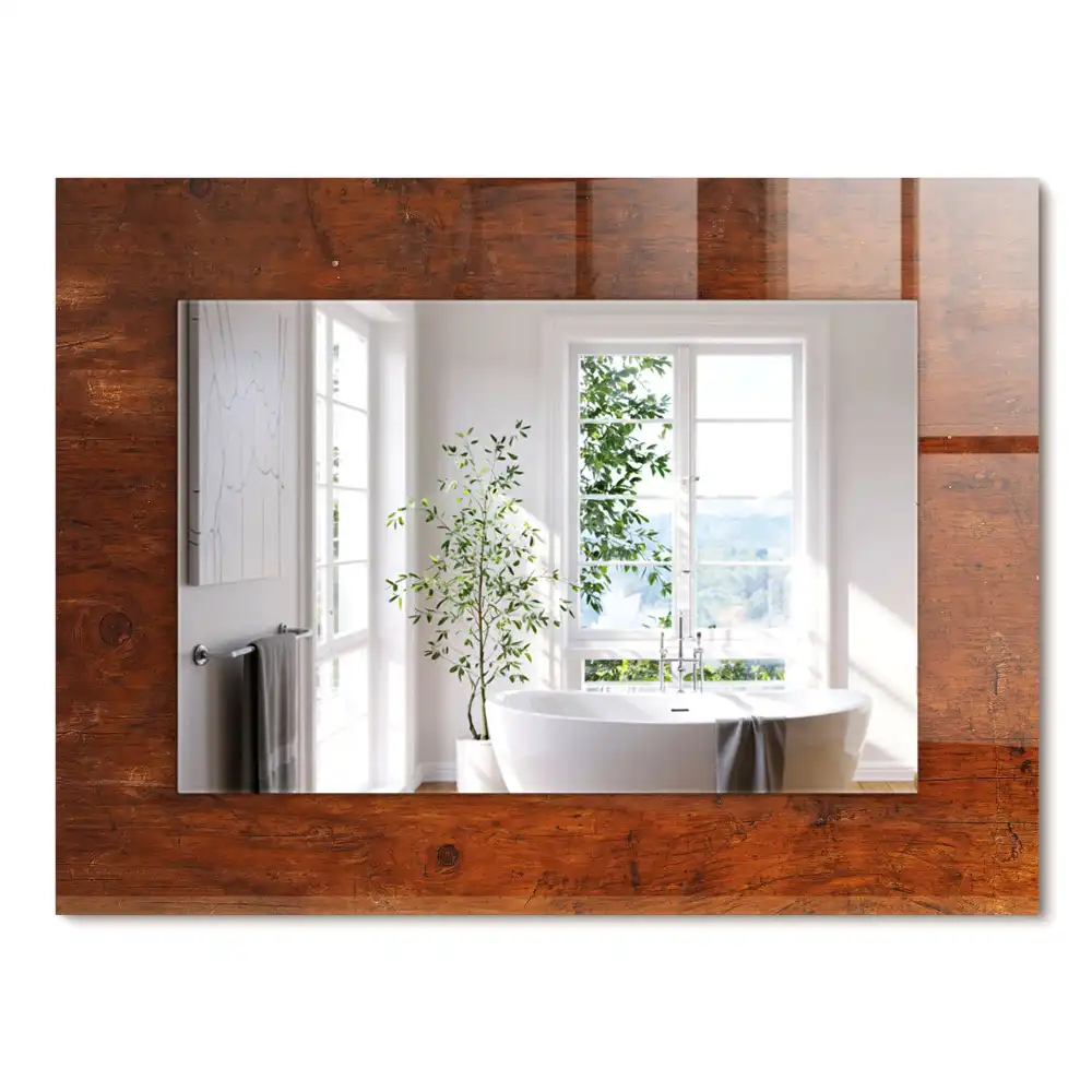 Miroir rectangulaire décoratif imprimé ancienne table en bois