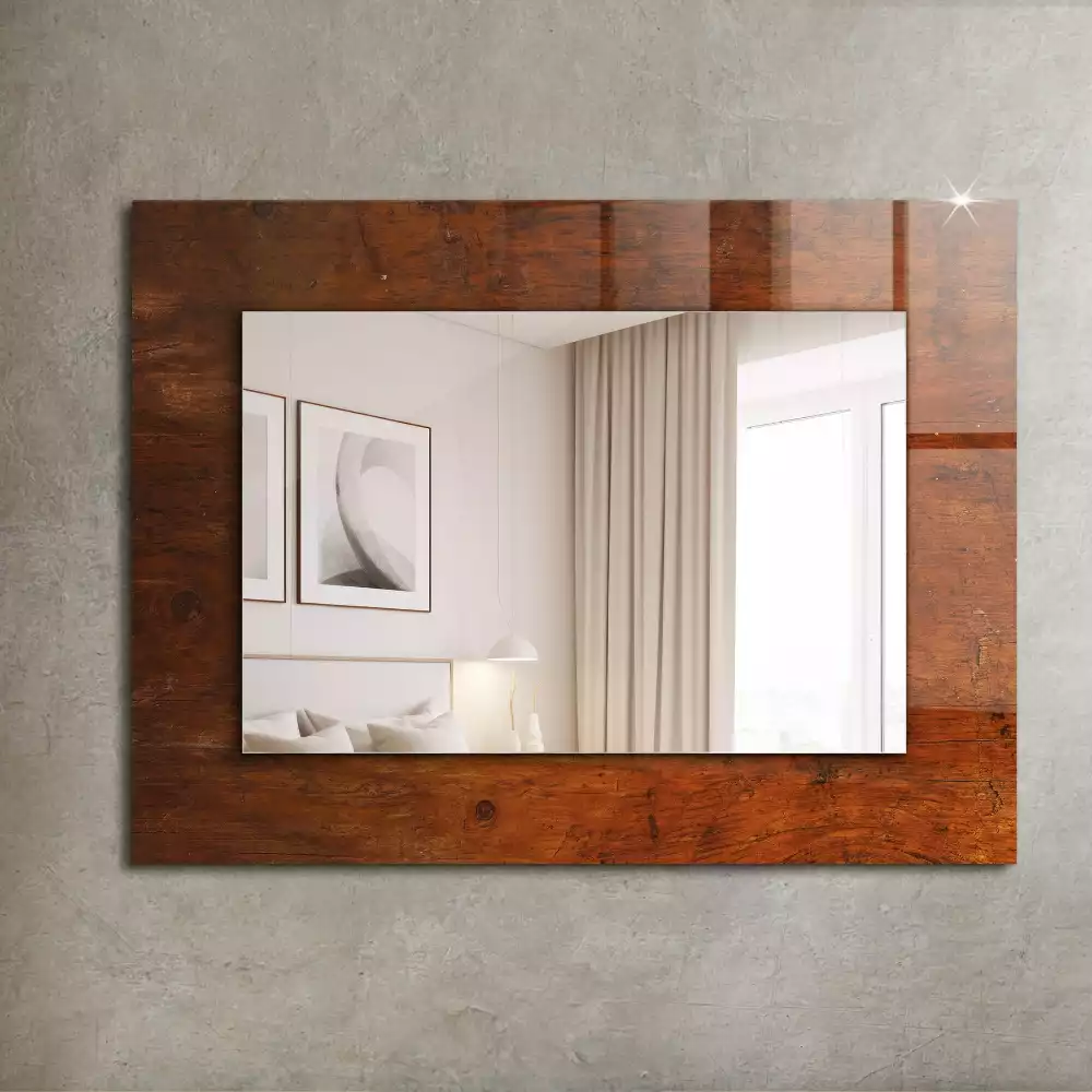 Miroir rectangulaire décoratif imprimé ancienne table en bois