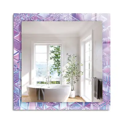 Miroir rectangulaire avec cadre imprimé cubes colorés transparents