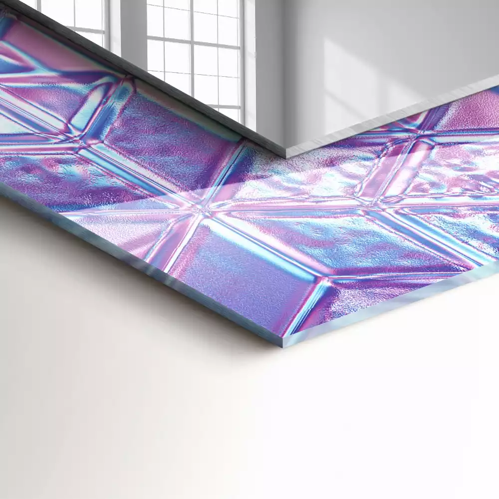 Miroir rectangulaire avec cadre imprimé cubes colorés transparents
