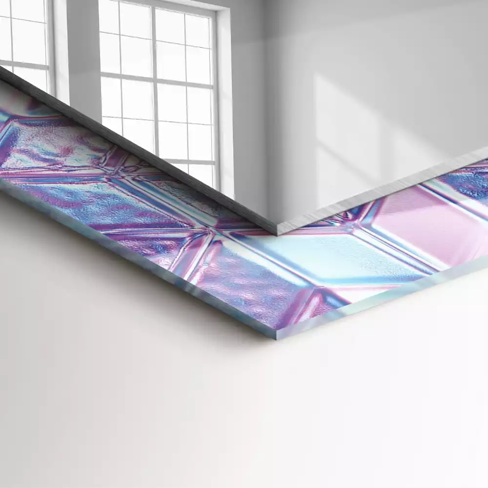 Miroir rectangulaire avec cadre imprimé cubes colorés transparents