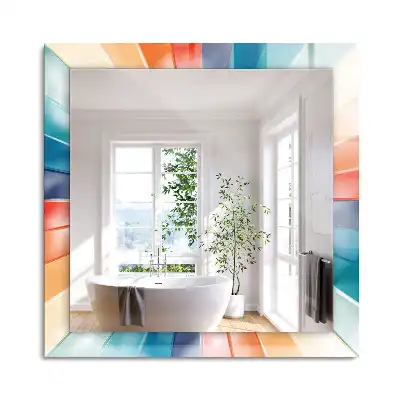 Miroir rectangulaire à cadre imprimé rayons de lumière colorés