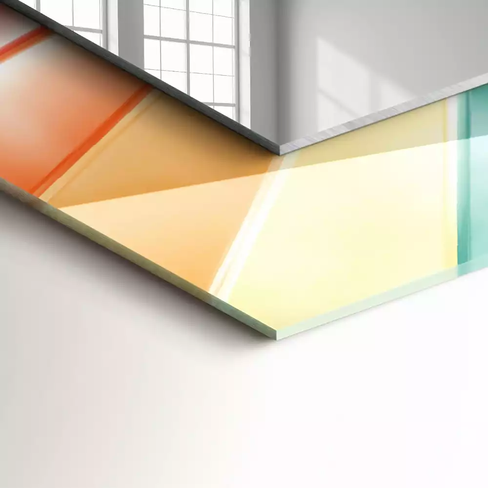 Miroir rectangulaire à cadre imprimé rayons de lumière colorés