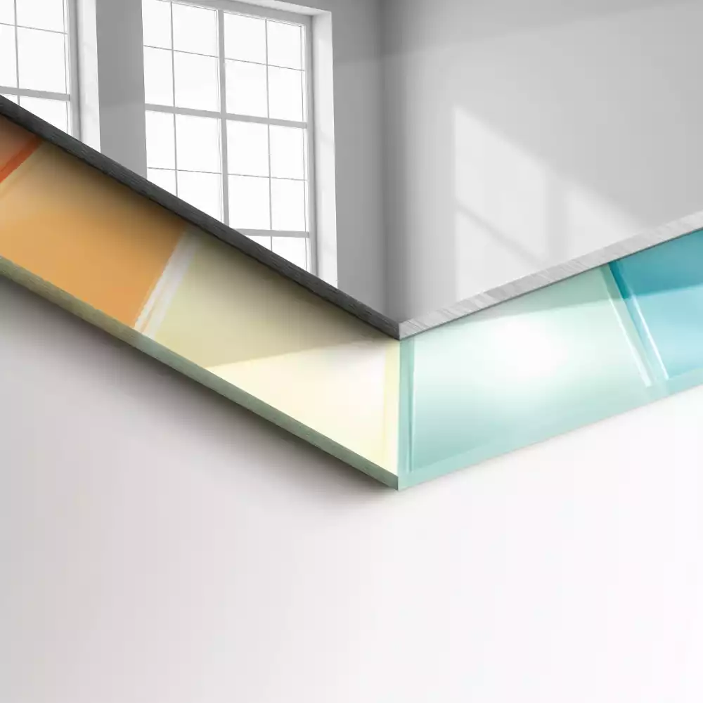 Miroir rectangulaire à cadre imprimé rayons de lumière colorés