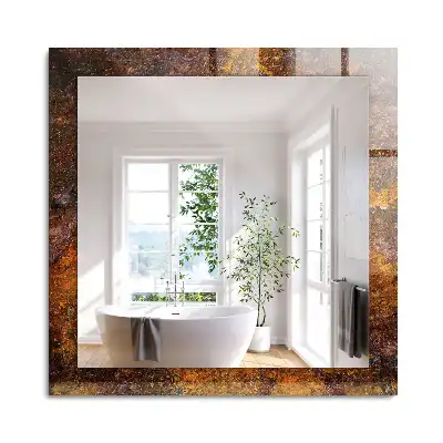 Miroir rectangulaire décoratif imprimé surface métallique rouillée