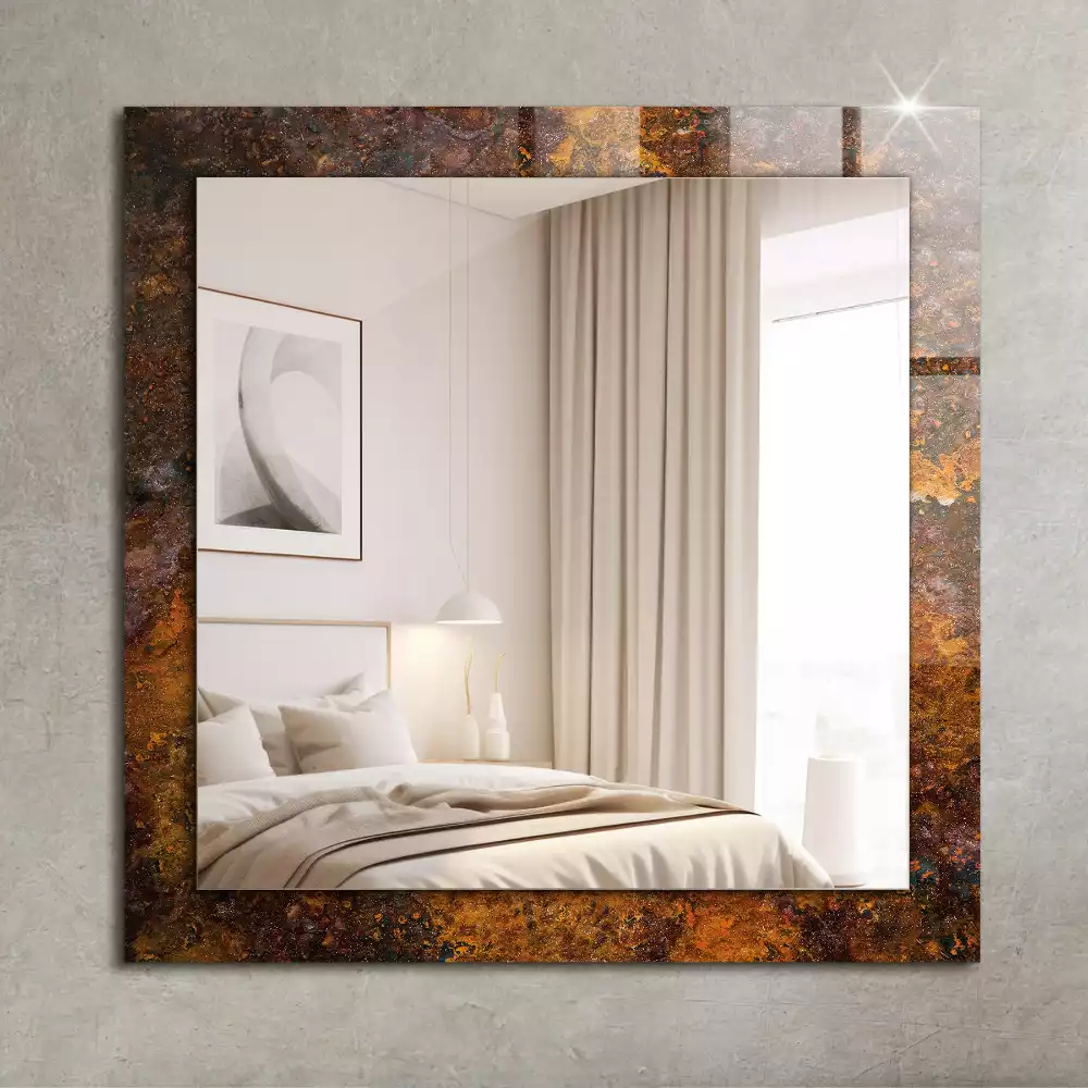 Miroir rectangulaire décoratif imprimé surface métallique rouillée