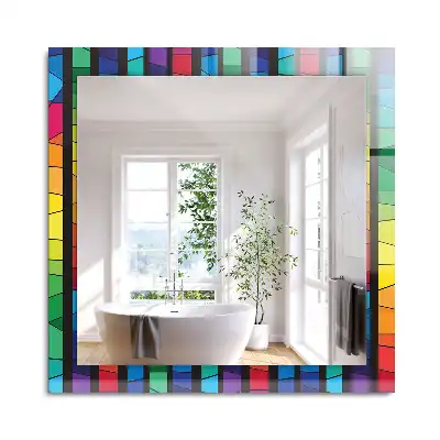 Miroir rectangulaire à cadre imprimé rayures colorées en vitrail