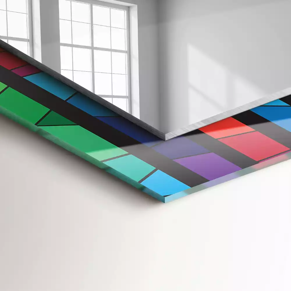 Miroir rectangulaire à cadre imprimé rayures colorées en vitrail