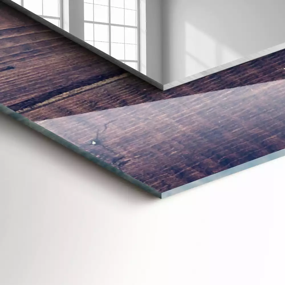 Miroir rectangulaire décoratif tulipes roses sur bois