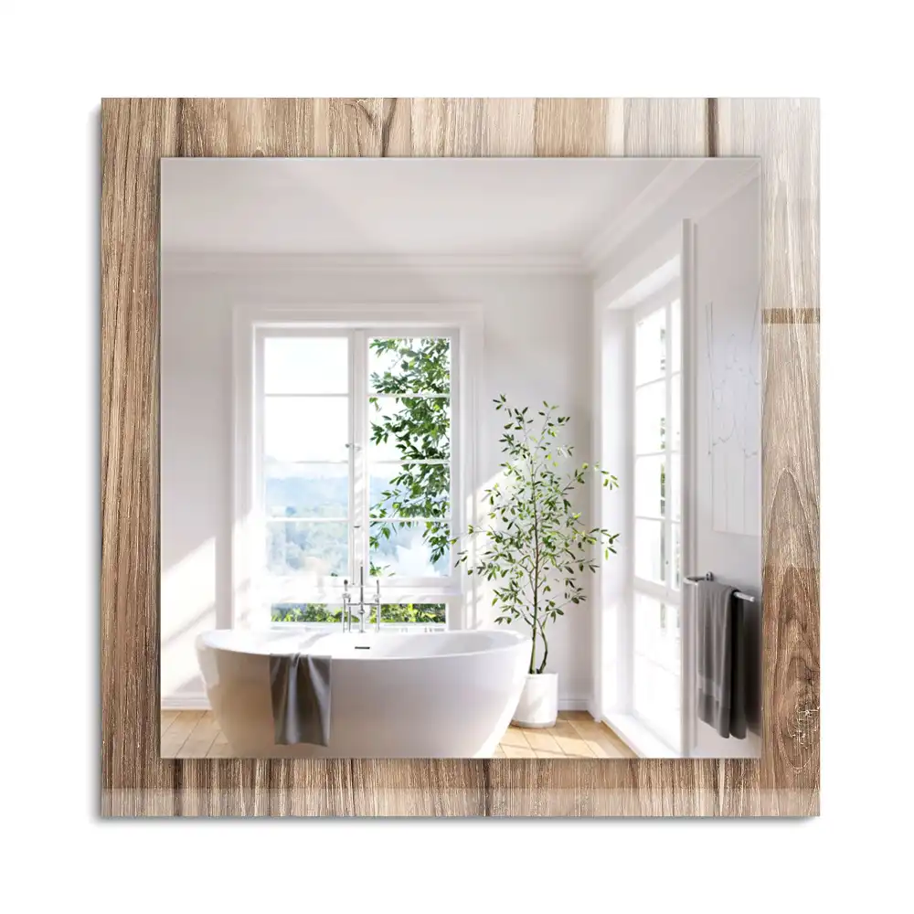 Miroir rectangulaire imprimé planches de parquet en bois