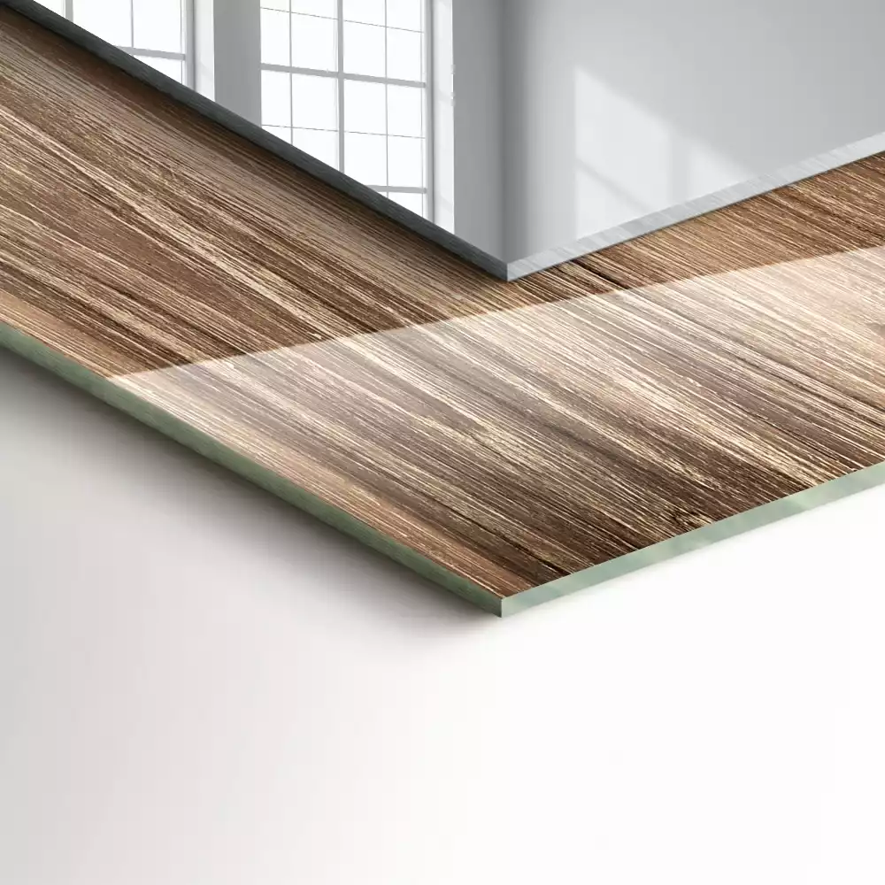 Miroir rectangulaire imprimé planches de parquet en bois