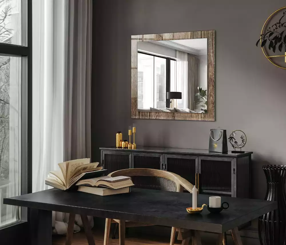Miroir rectangulaire imprimé planches de parquet en bois