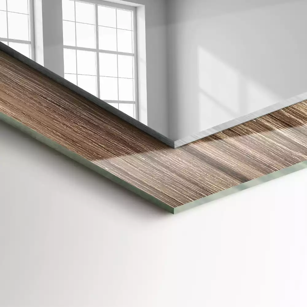 Miroir rectangulaire imprimé planches de parquet en bois