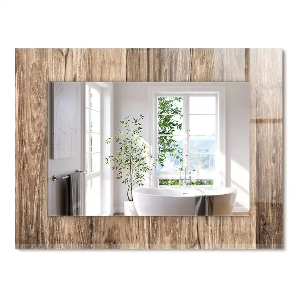 Miroir rectangulaire imprimé planches de parquet en bois