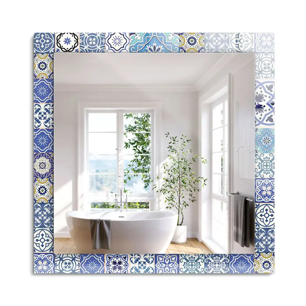 Miroir rectangulaire décoratif imprimé mosaïque de carreaux colorés