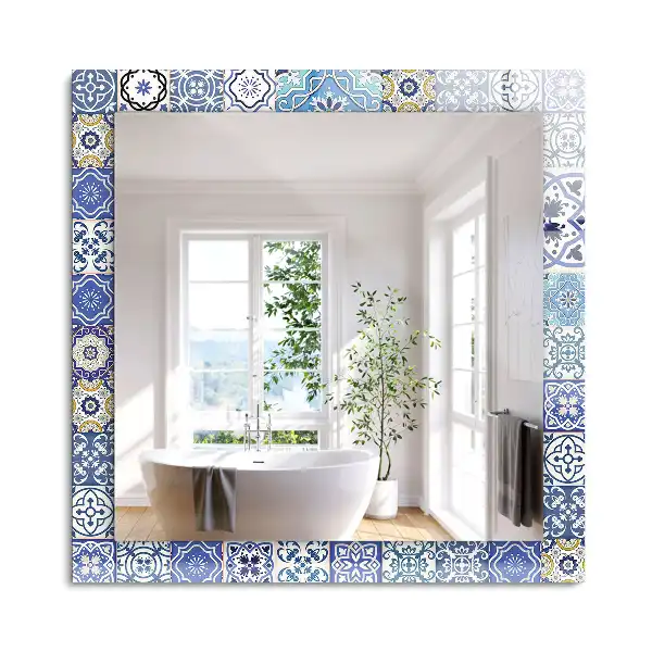 Miroir rectangulaire décoratif imprimé mosaïque de carreaux colorés
