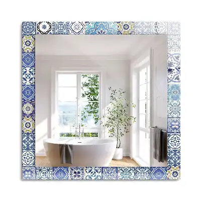 Miroir rectangulaire décoratif imprimé mosaïque de carreaux colorés