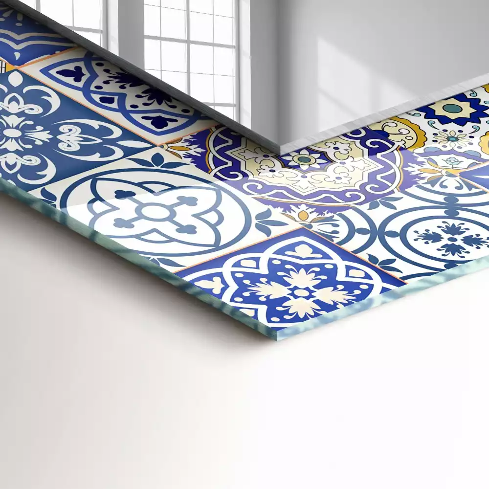 Miroir rectangulaire décoratif imprimé mosaïque de carreaux colorés