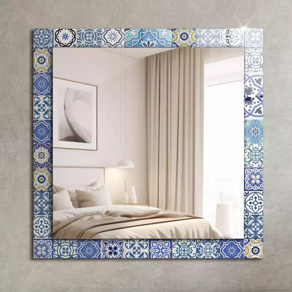 Miroir rectangulaire décoratif imprimé mosaïque de carreaux colorés