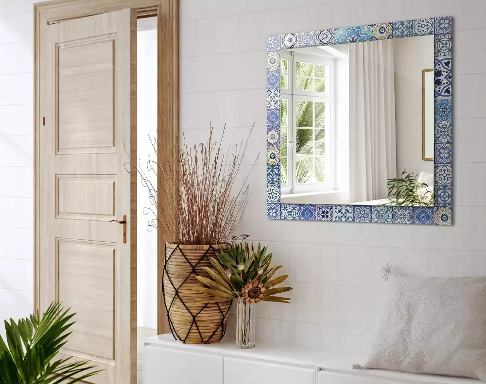 Miroir rectangulaire décoratif imprimé mosaïque de carreaux colorés