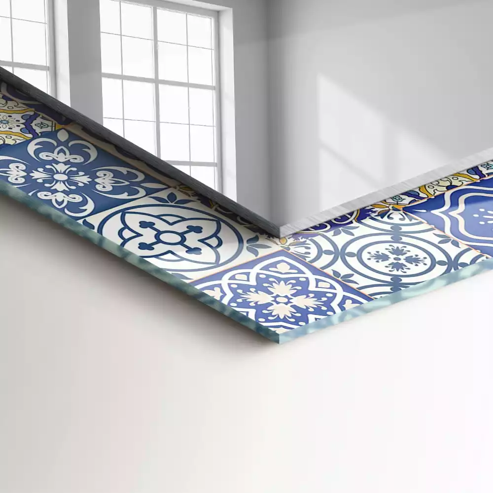Miroir rectangulaire décoratif imprimé mosaïque de carreaux colorés