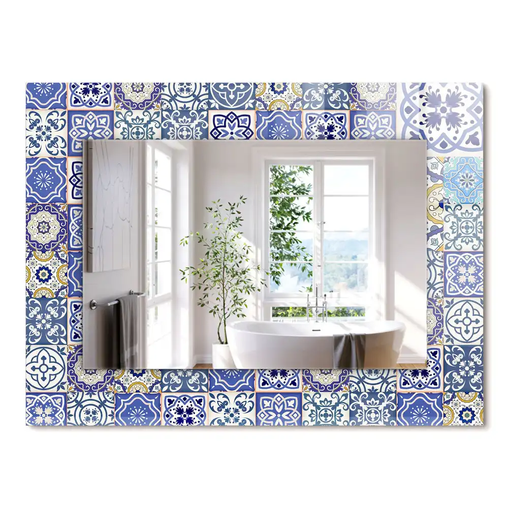 Miroir rectangulaire décoratif imprimé mosaïque de carreaux colorés