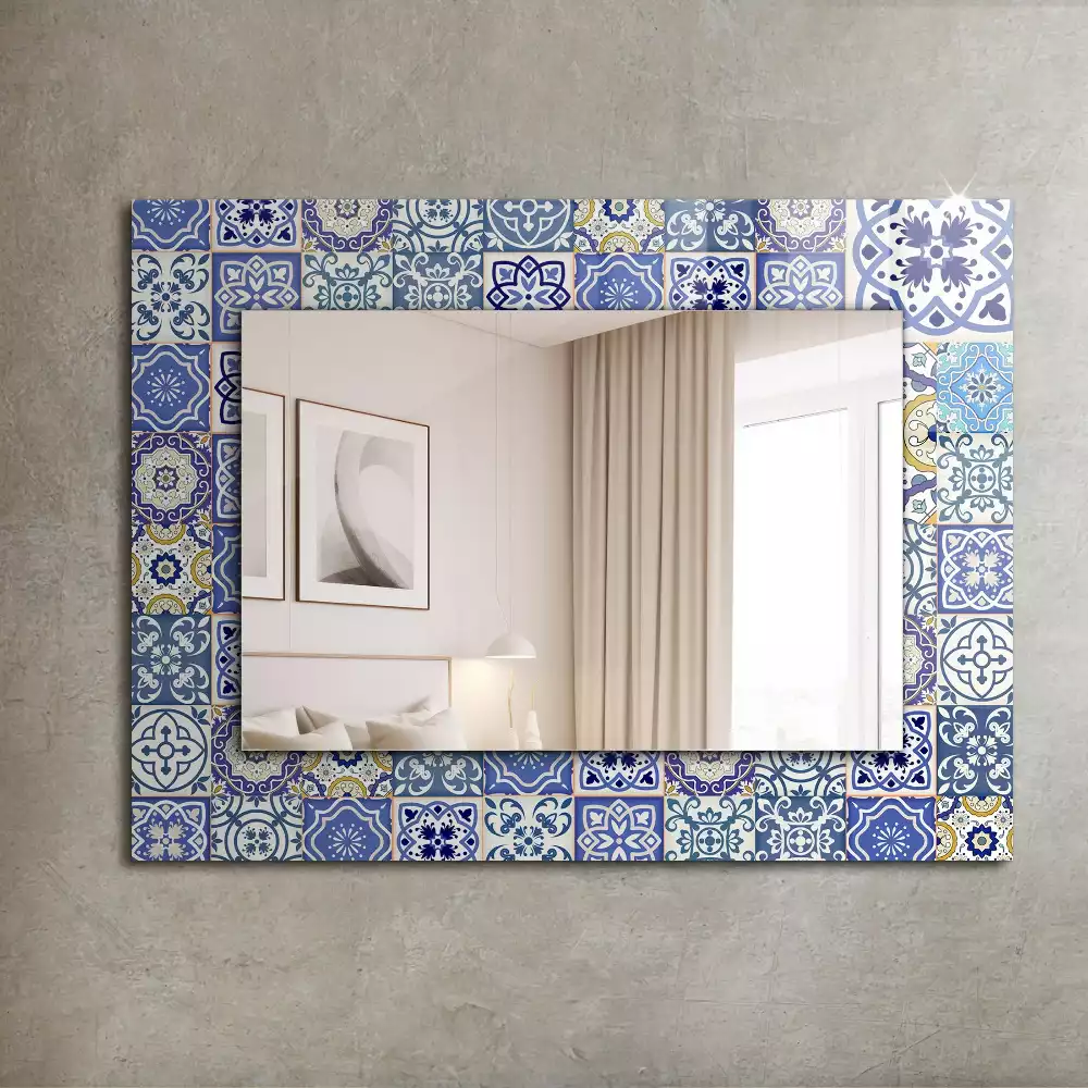 Miroir rectangulaire décoratif imprimé mosaïque de carreaux colorés