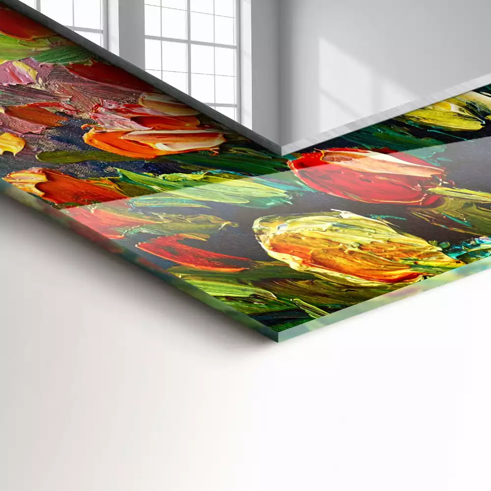 Miroir rectangulaire avec cadre imprimé champ de tulipes