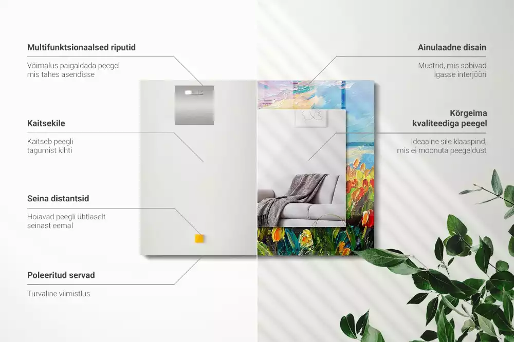 Miroir rectangulaire avec cadre imprimé champ de tulipes