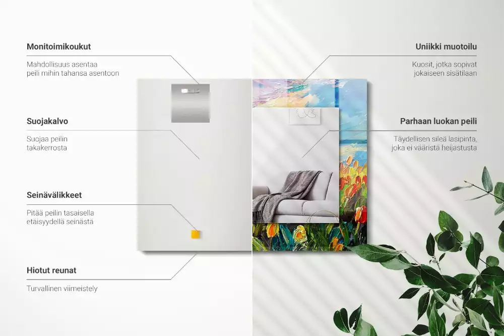 Miroir rectangulaire avec cadre imprimé champ de tulipes
