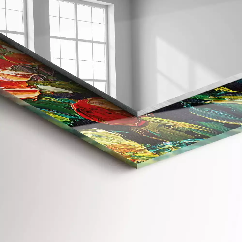 Miroir rectangulaire avec cadre imprimé champ de tulipes