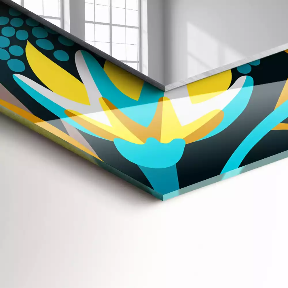 Miroir rectangulaire à cadre imprimé motifs fleurs et feuilles