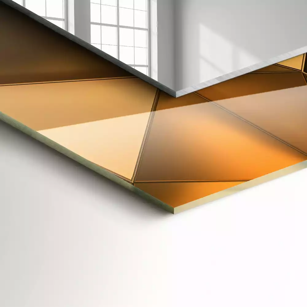 Miroir rectangulaire décoratif motifs géométriques dorés