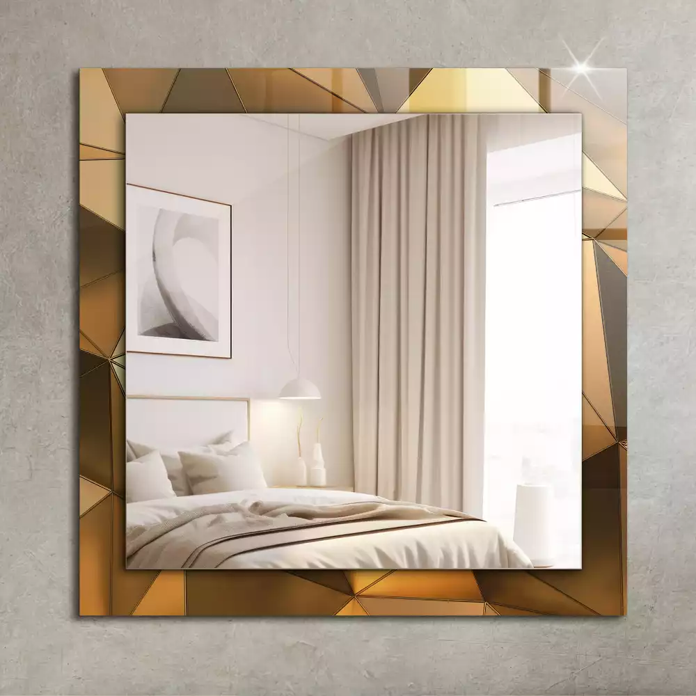 Miroir rectangulaire décoratif motifs géométriques dorés