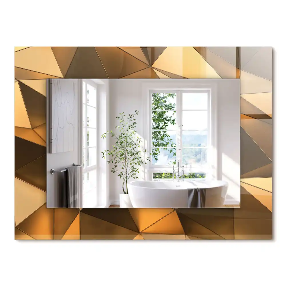 Miroir rectangulaire décoratif motifs géométriques dorés