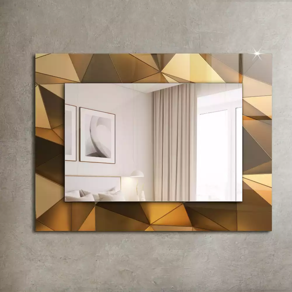 Miroir rectangulaire décoratif motifs géométriques dorés