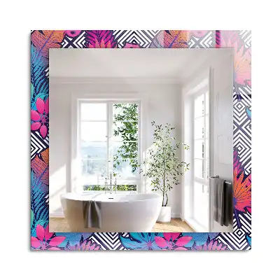 Miroir rectangulaire imprimé feuilles tropicales colorées