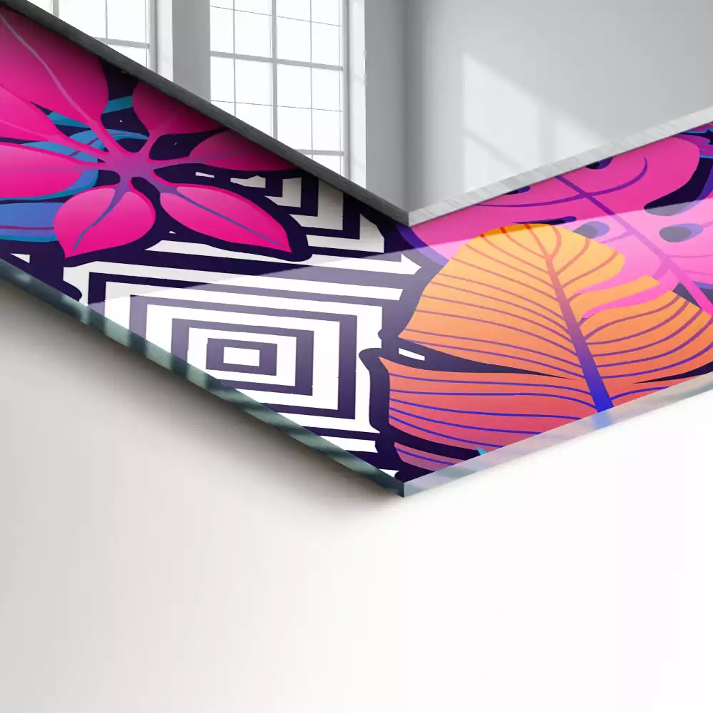 Miroir rectangulaire imprimé feuilles tropicales colorées