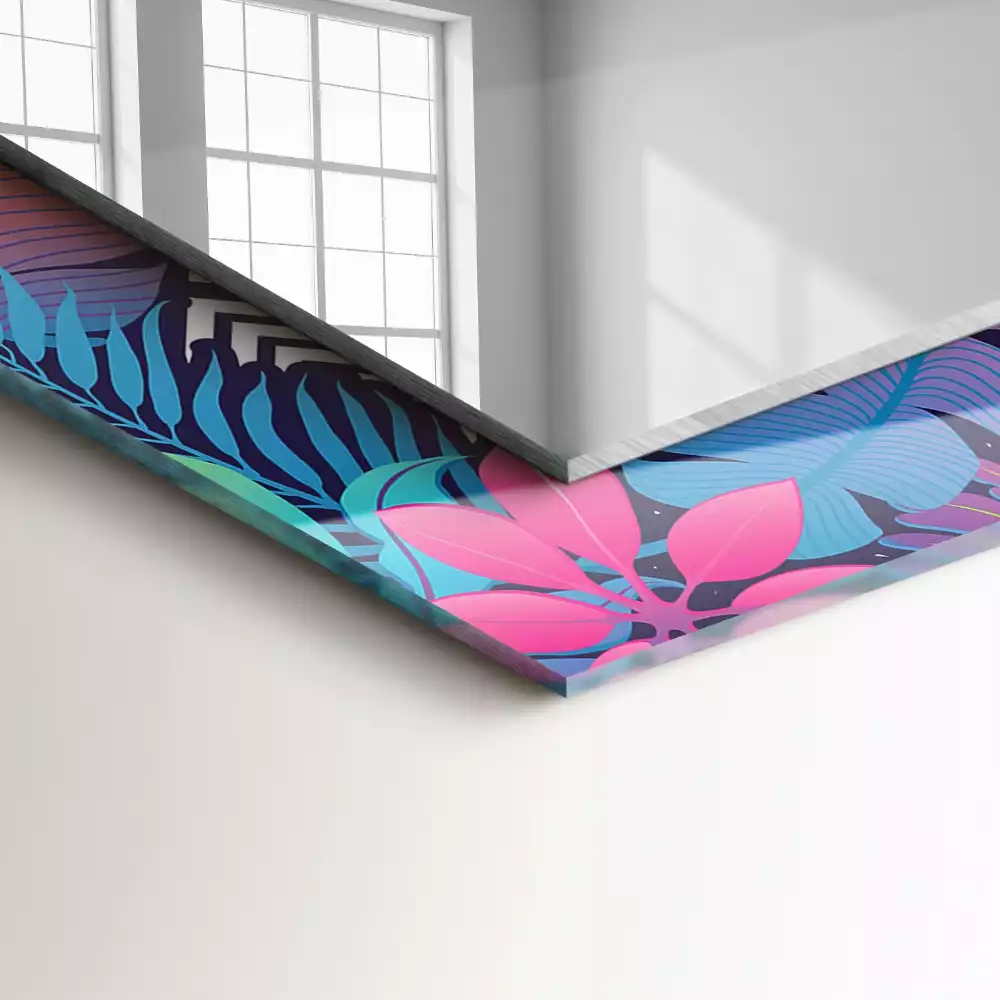 Miroir rectangulaire imprimé feuilles tropicales colorées