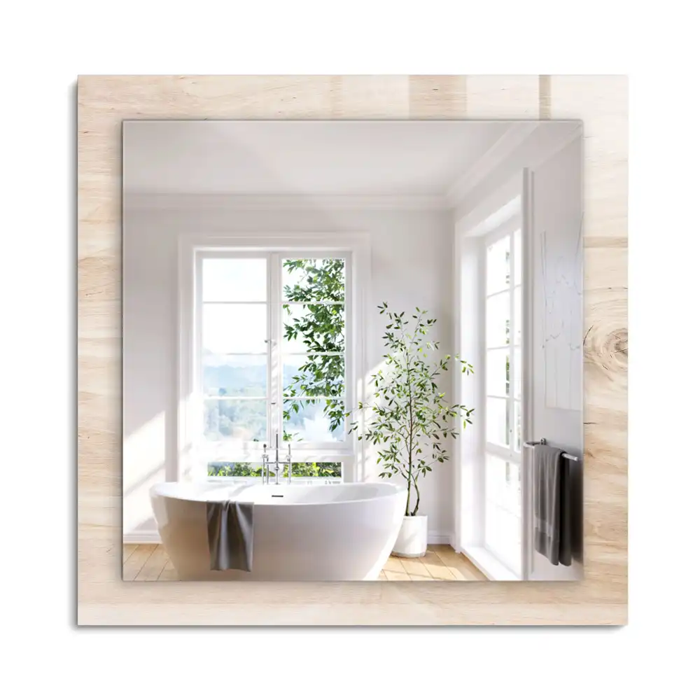 Miroir rectangulaire décoratif imprimé bois avec nœuds