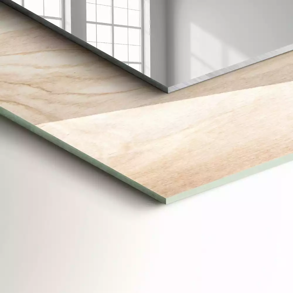 Miroir rectangulaire décoratif imprimé bois avec nœuds