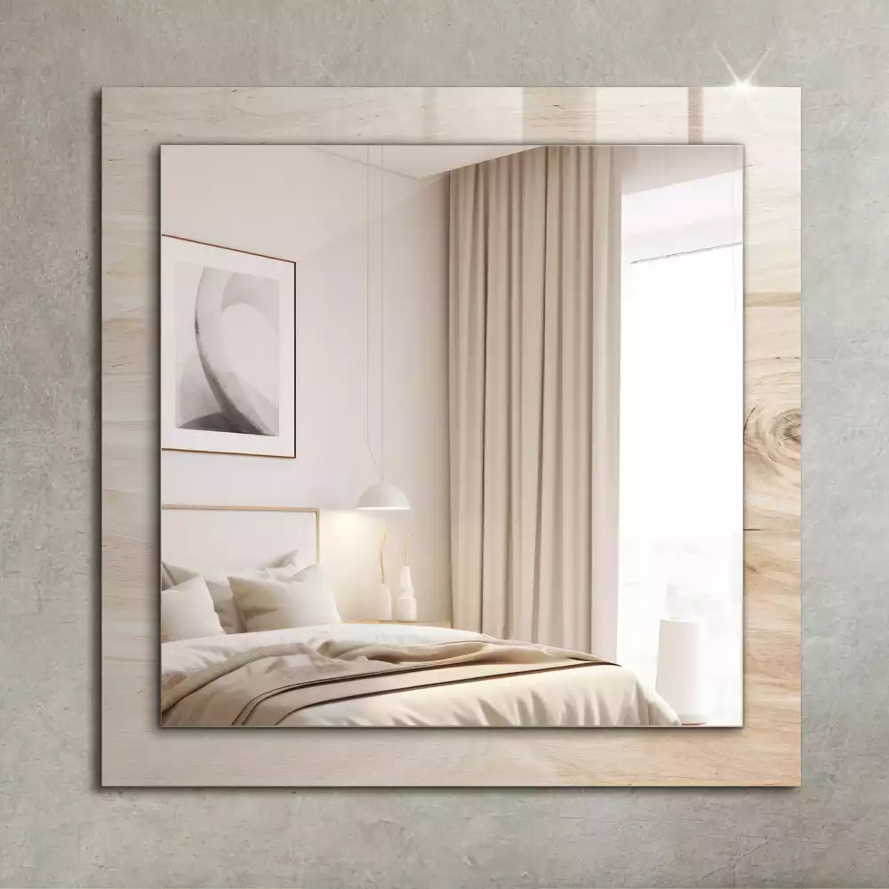 Miroir rectangulaire décoratif imprimé bois avec nœuds
